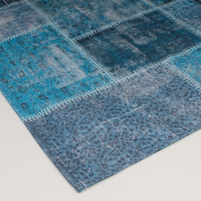 patchwork vloerkleed blauw