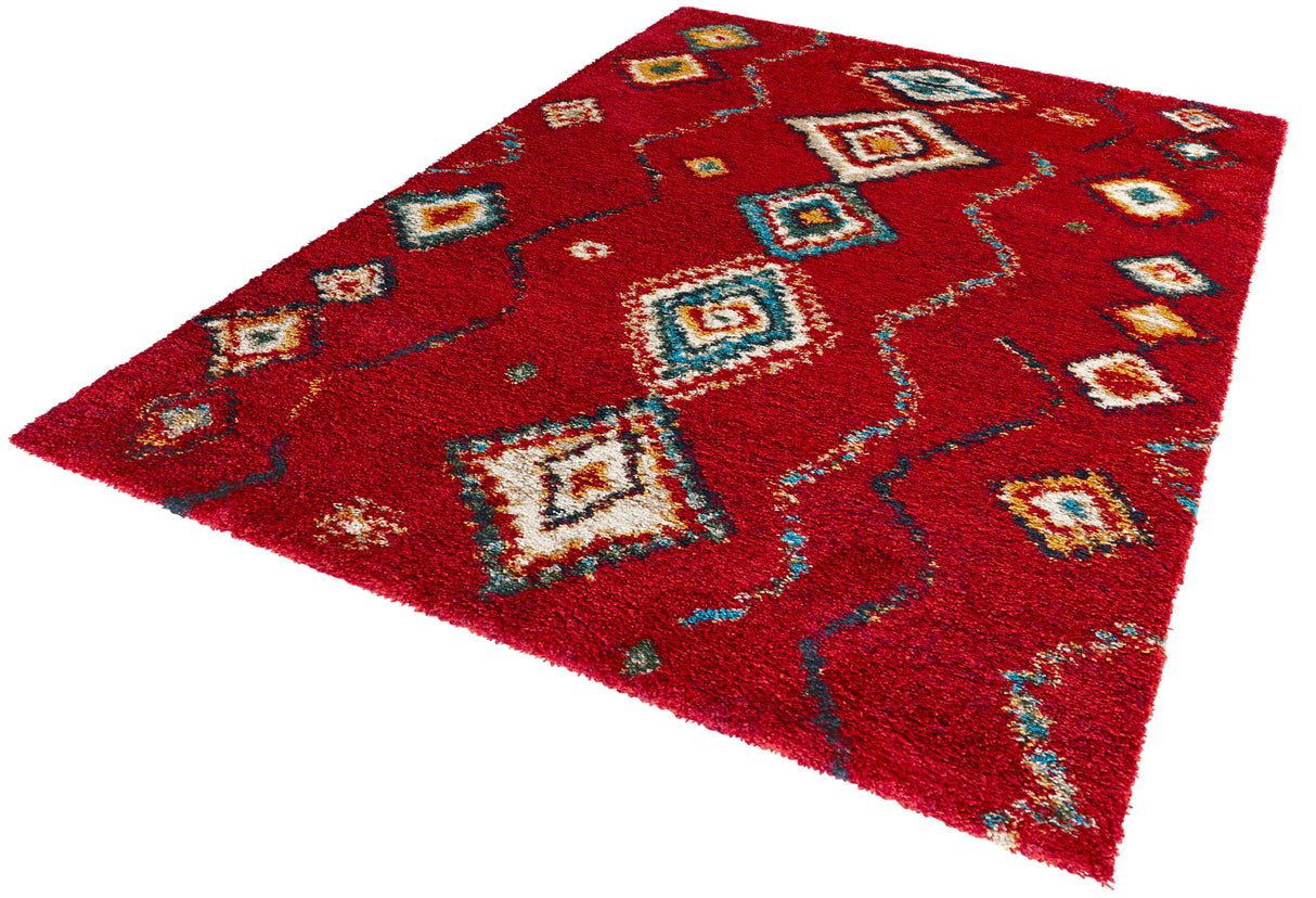Berber vloerkleed - Geometric Rood - Zijaanzicht