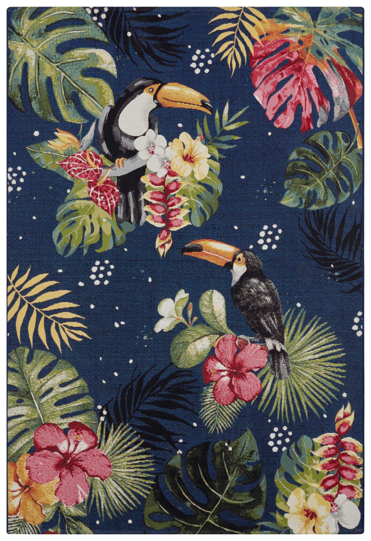 Bloemen Binnen & Buitenkleed pelikaan - Tropical Blauw - Topshot