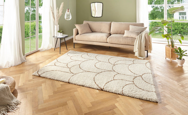 Luxe design vloerkleed - Thane Creme/Bruin - Sfeerbeeld 1