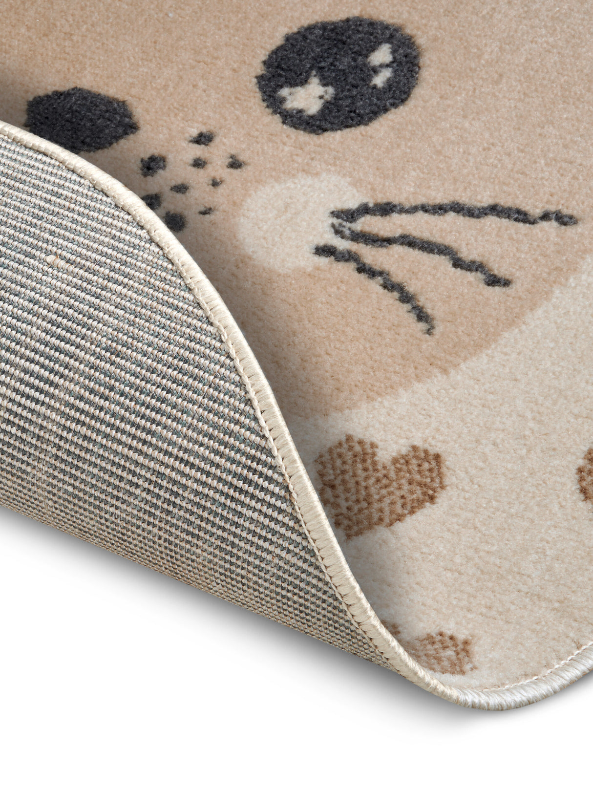 Rond Kindervloerkleed  -  Lieve kat Beige - Afbeelding 1