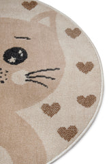 Rond Kindervloerkleed  -  Lieve kat Beige - Afbeelding 3