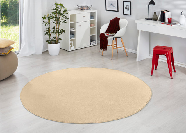 Rond Vloerkleed Fancy - Effen Beige - Sfeerbeeld 1