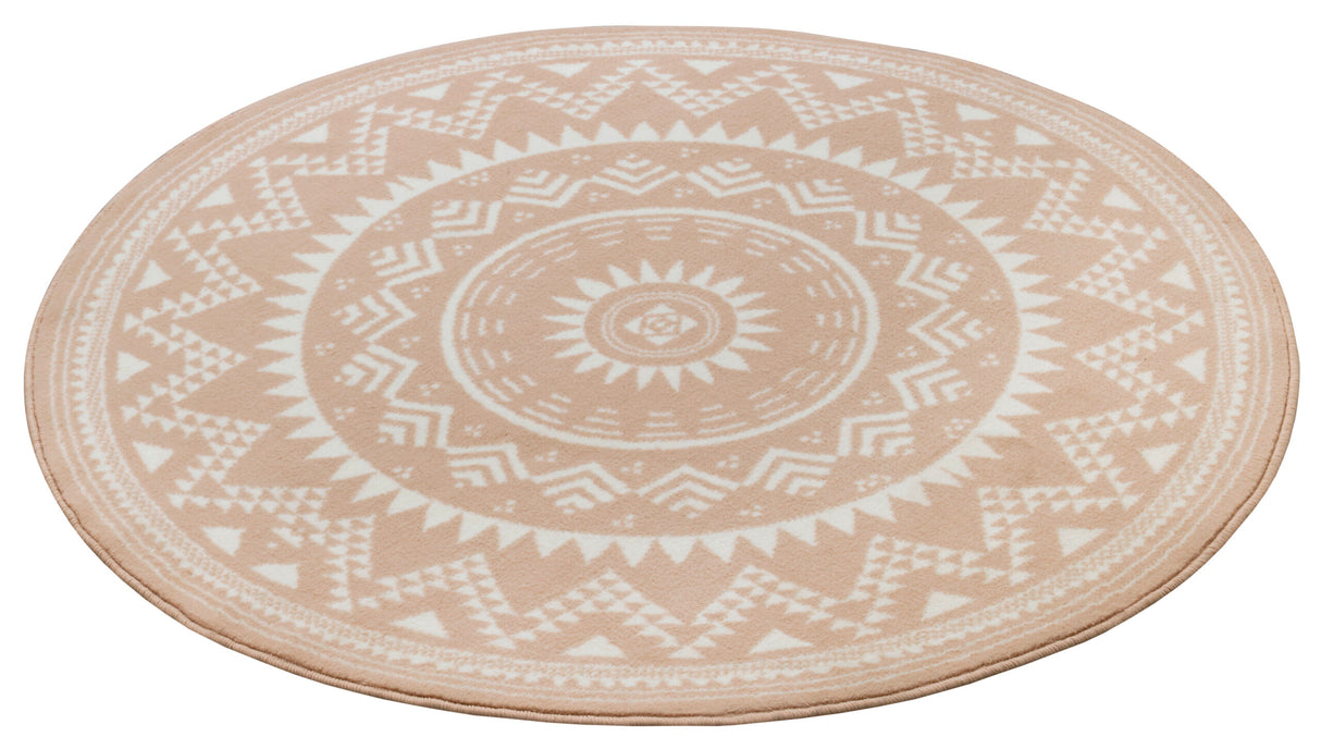 Rond bohemian vloerkleed - Valencia Beige - Vooraanzicht 1