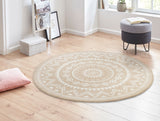 Rond bohemian vloerkleed - Valencia Beige - Sfeerbeeld 1