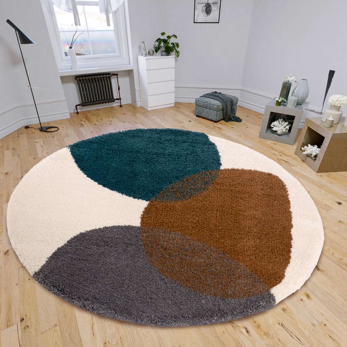 Rond design vloerkleed  -  Arti Oranje Multicolor - Sfeerbeeld 1