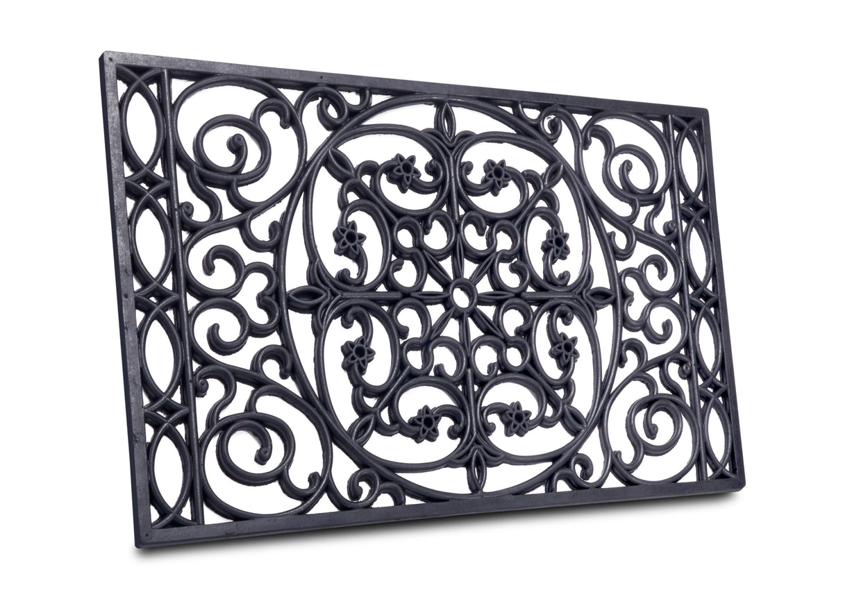 Rubberen deurmat  -  Iron design trellis Zwart - informatie